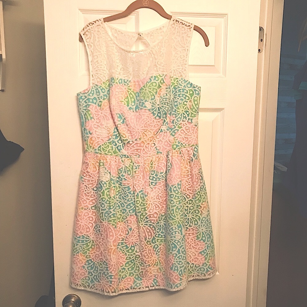 NWT Lilly Pulitzer Resort White Salisbury Lace Overlay Dress Sz 10